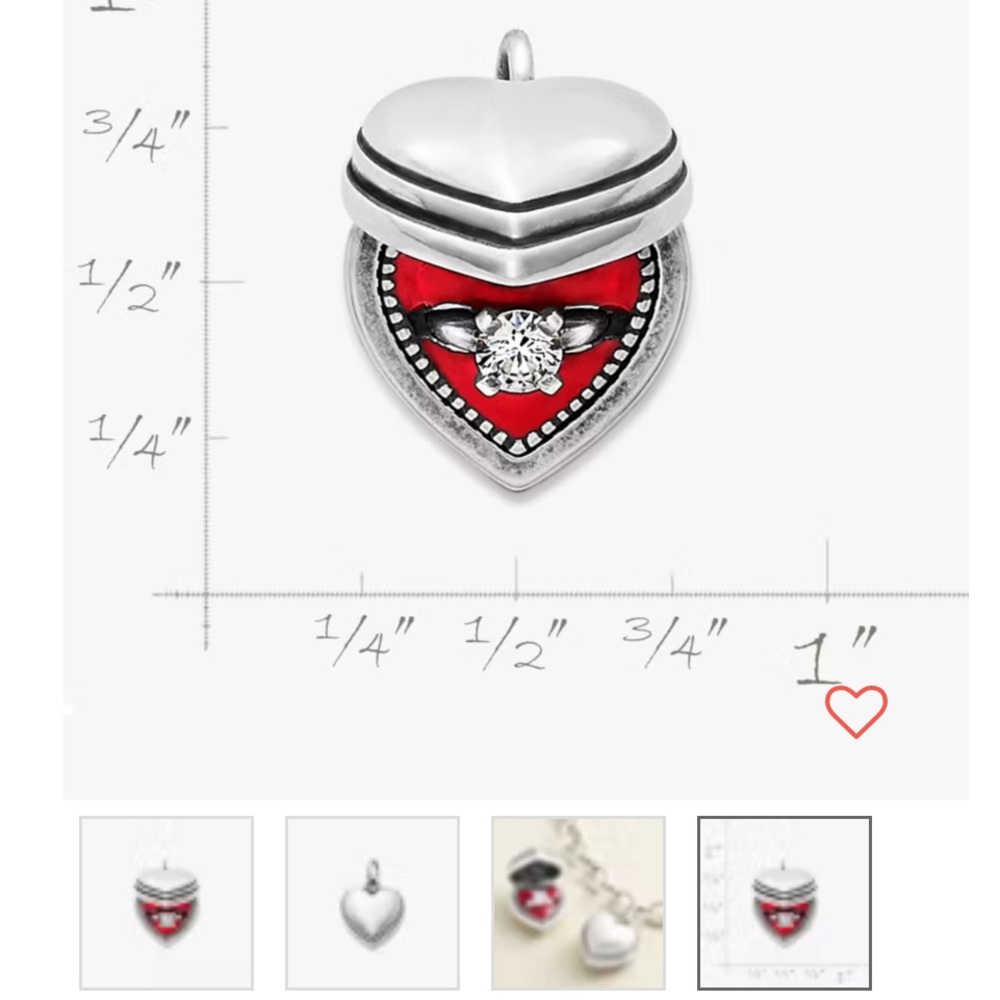 James Avery Heart-Shaped Silver and Red Jewelry Box with Ring. - Picture 4 of 6